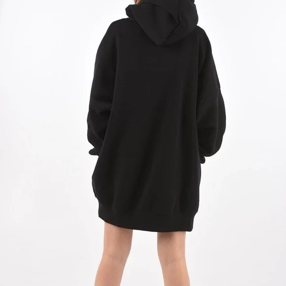 DIESEL Hooded  D-OXI-A1 Sweater Dress Size Small  Black With Bold Gold Logo NWT! - Picture 3 of 14